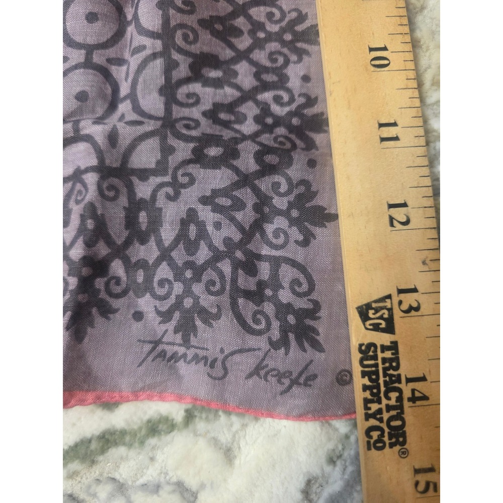 Vintage 1950s Tammis Keefe Signed Handkerchief Hanky Gray Coral MCM Geometric 14 - Picture 4 of 9